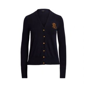 Ralph Lauren Bullion Cotton-blend Cardigan Sweater In Lauren Navy
